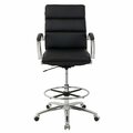 Interion By Global Industrial Interion Antimicrobial Bonded Leather Modern Ribbed Executive Stool, Black 695641BK-AM